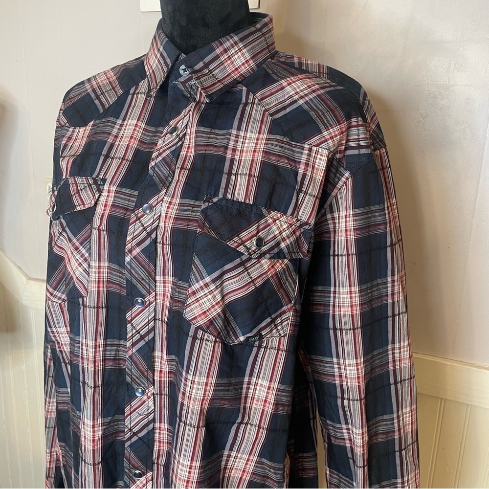 Costal Men’s Western Plaid Snap Button Shirt XL - Picture 6 of 14